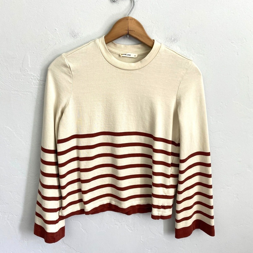 Marine Layer Suri Stripe Top Women Size Small Flare Sleeve